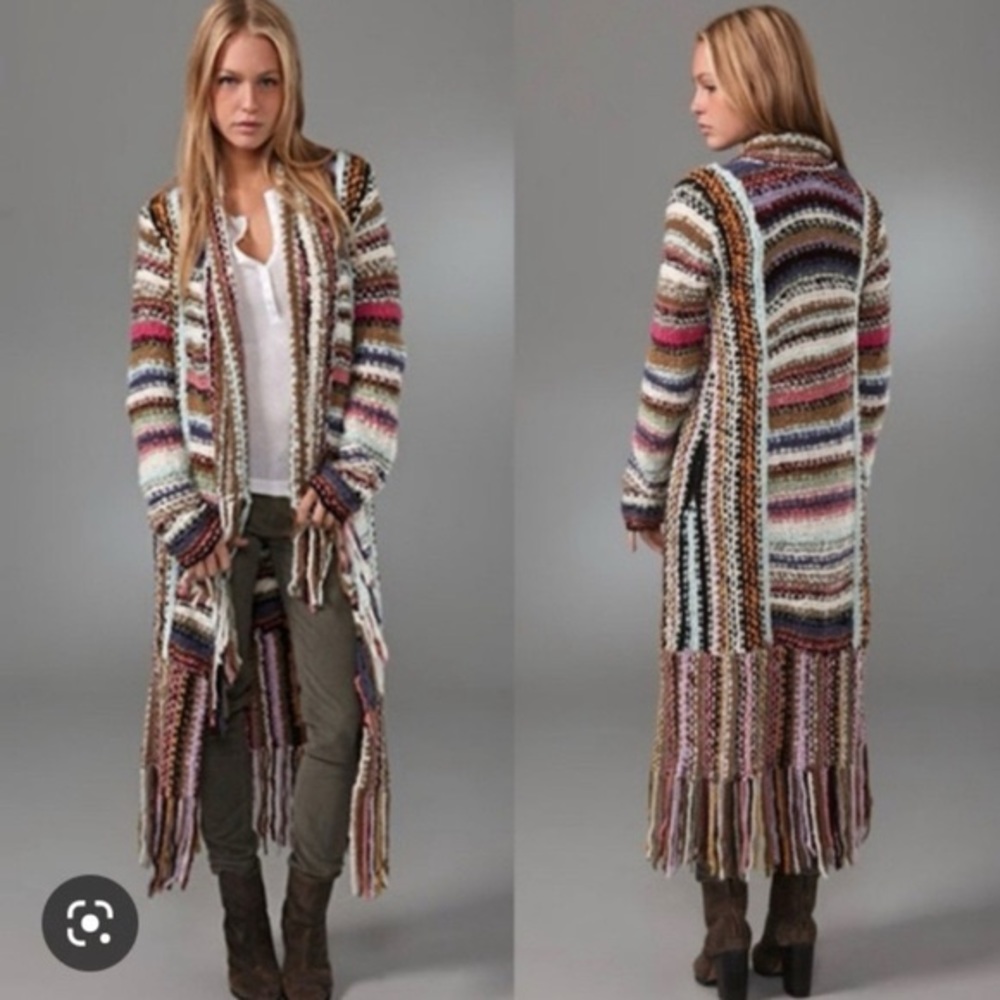 Free People Technicolor Dream cardigan fringe duster